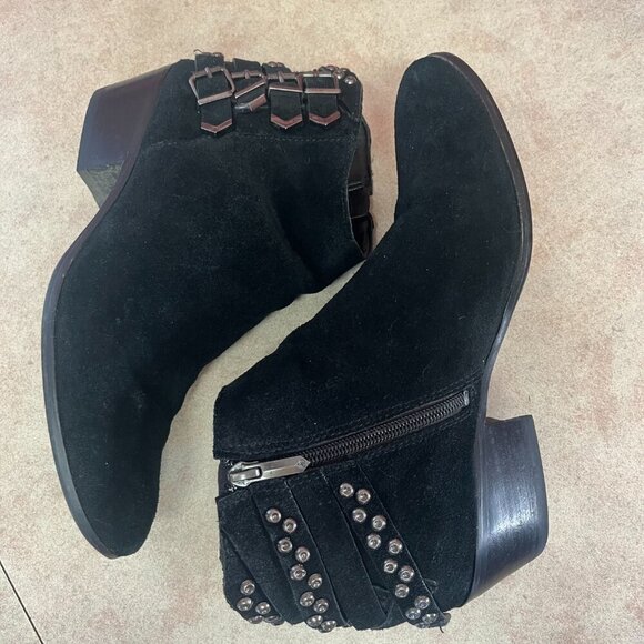 Sam Edelman Penrose Black Suede Studded Ankle Booties - Picture 7 of 15